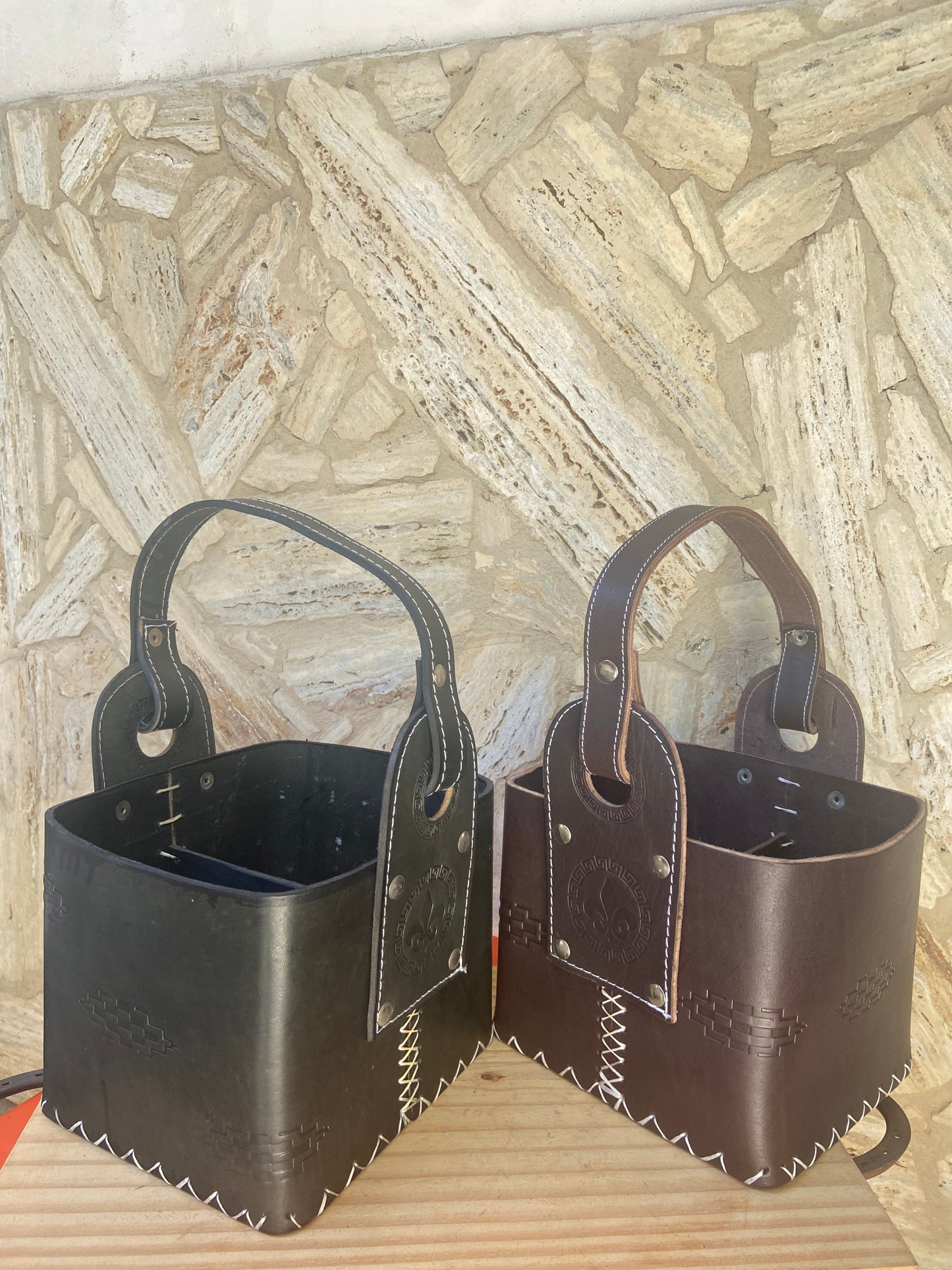 Canasta Artesanal Premium %100 Cuero